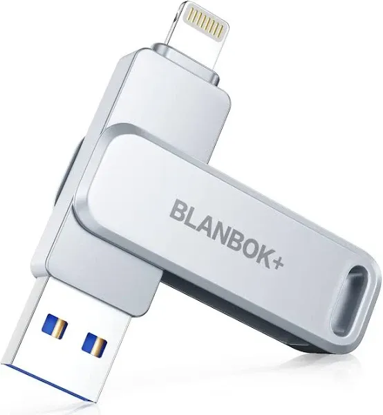 BLANBOK+ MFi Certified Memory Stick USB Flash Drive for iPhone USB Stick USB Memory Sticks Photo Stick for iPhone/iPad/Android/PC