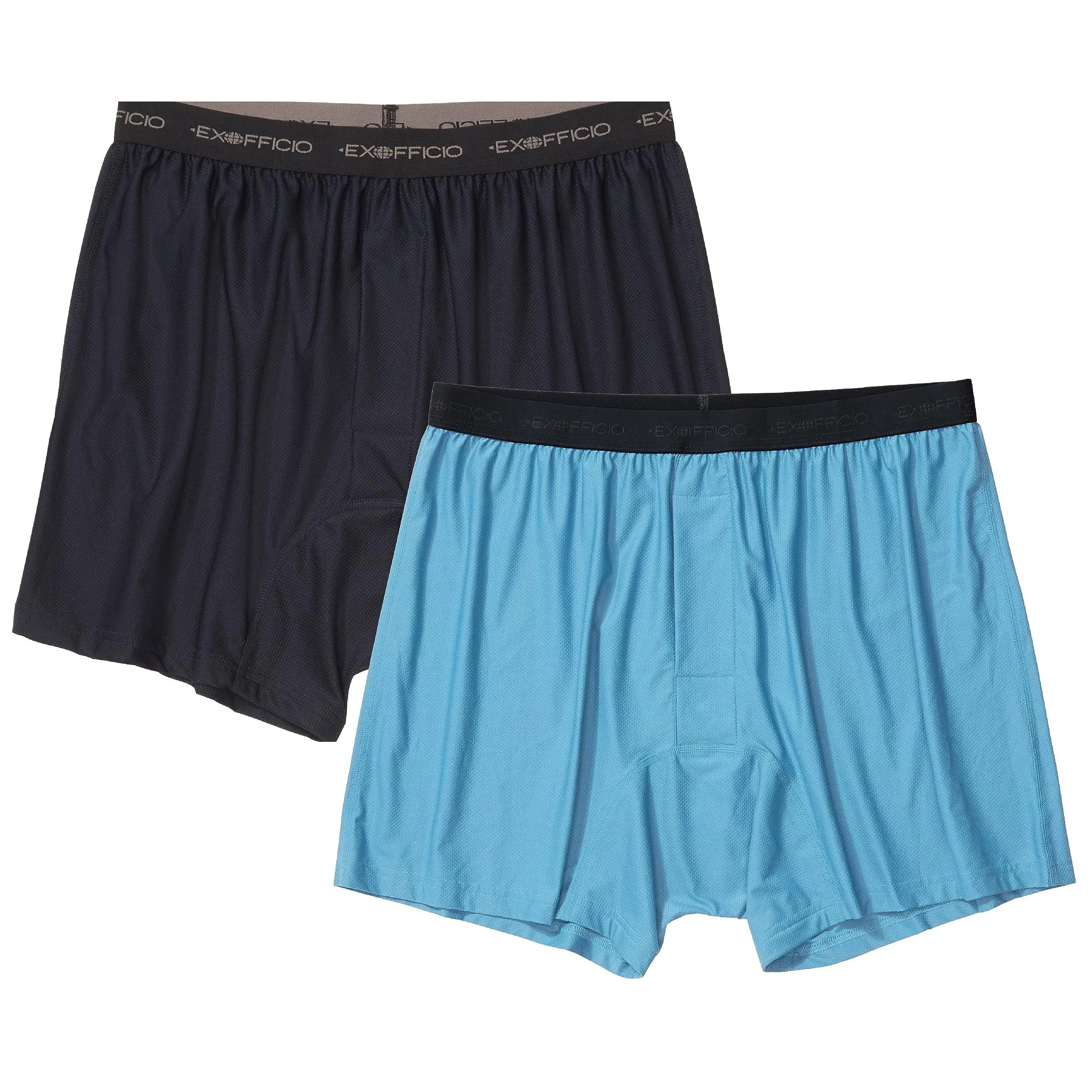 Exofficio Men's Give-N-Go Boxer 2 Pack, Riviera/Curfew, Small