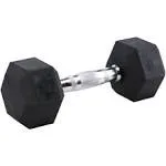 Amazon Basics Rubber Encased Exercise & Fitness Hex Dumbbell, Hand Weight For Strength Training