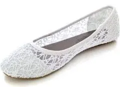 Charles Albert Women's Breathable Crochet Lace Ballet Flat