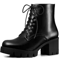 Allegra K Women's Platform Chunky Heel Combat Boots