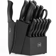 Hundop knife set 15 Pcs Black knife sets for kitchen with block Self Sharpening