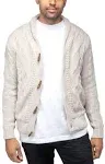 x Ray Men's Cable Knit Shawl Collar Cardigan - Cream - Size S