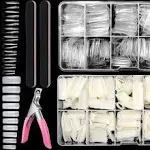 1000 Pcs Coffin Nail Tips Long Square French Fake False Nails Transparent US