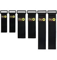 Super-Stretch Wrap-It Storage Straps - 18 inch (6-pack) - Elastic Cinch Straps, Black A706-18B