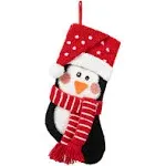 Hooked 3D Penguin Christmas Stocking - Glitzhome