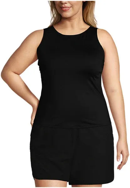 Plus Size Lands' End DD-Cup UPF 50 High Neck Tankini Swim Top