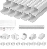 Mini Split Line Set Cover 3-inch Wide, 7.4Ft Long - PVC Decorative Pipe Cover fo