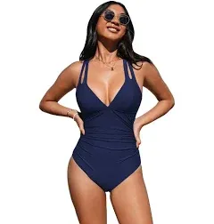 Cupshe Navy Tummy Control Tie Back One-Piece