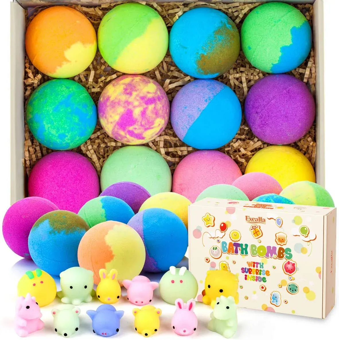 Excalla Bath Bombs for Kids with Toys Inside for Girls Boys - Surprise Bubble ...