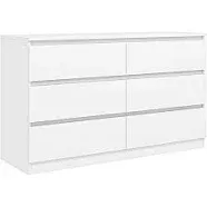 Vibe & Dine 6 Drawer Double Dresser, Modern Chest of Drawers with Wide Storage for Closet, Bedroom, Living Room