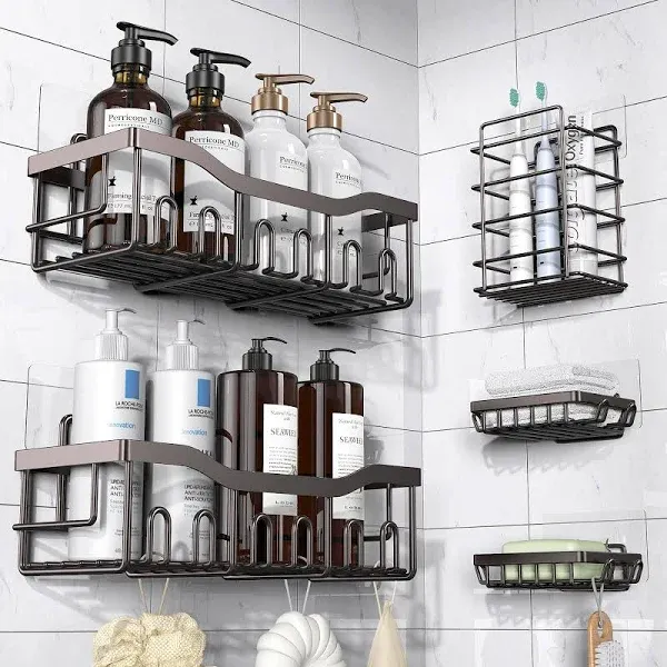 Shower Caddy 5 Pack,Adhesive Shower Organizer for Bathroom Storage&amp;Home