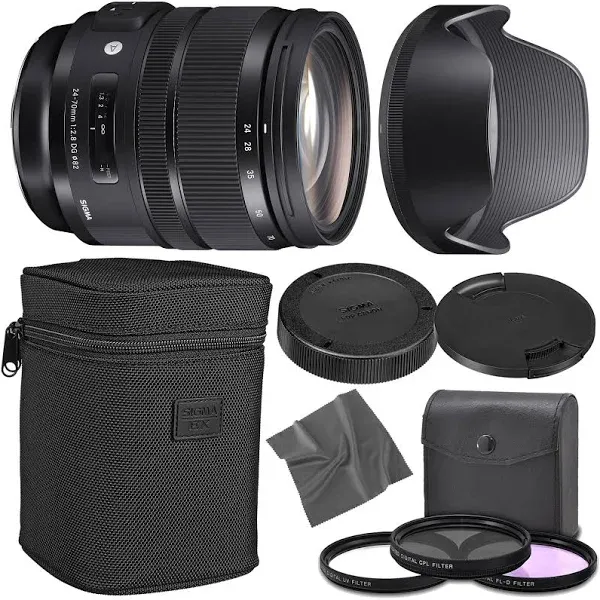 Sigma 24-70mm f/2.8 Lens Bundle with 82mm UV Filter and More