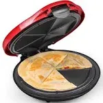 Taco Tuesday - TTEQM10RD Deluxe 6-Wedge Electric Quesadilla Maker with Extra Stuffing Latch - Red