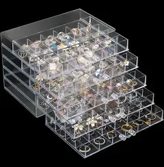 Homaisson Earring Storage Box Organizer Acrylic Jewelry Storage Box Holder with 5 Drawers