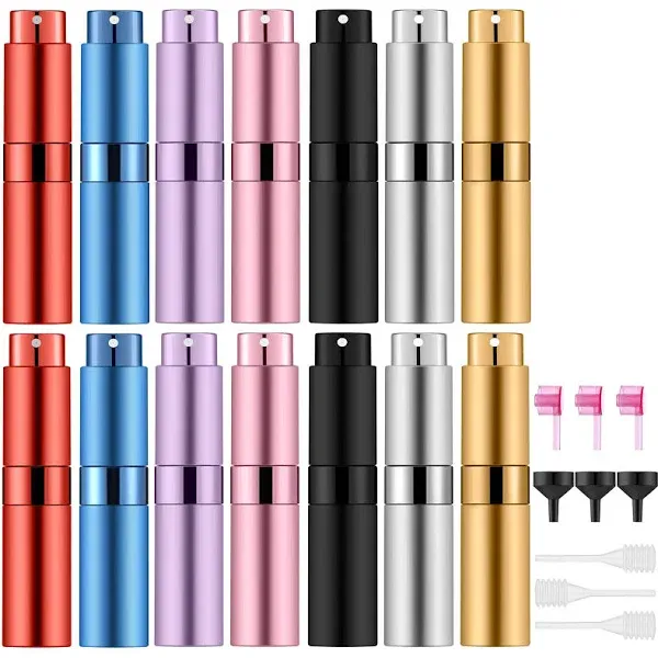 Lil Ray 8ml14pcs Portable Mini Perfume Atomizer Refillable Empty Small Spray Bottle for Travel Twist Tpye Pocket Cologne Spra