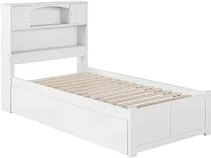 AFI Newport Twin XL Solid Wood Bed with Storage Drawers in White