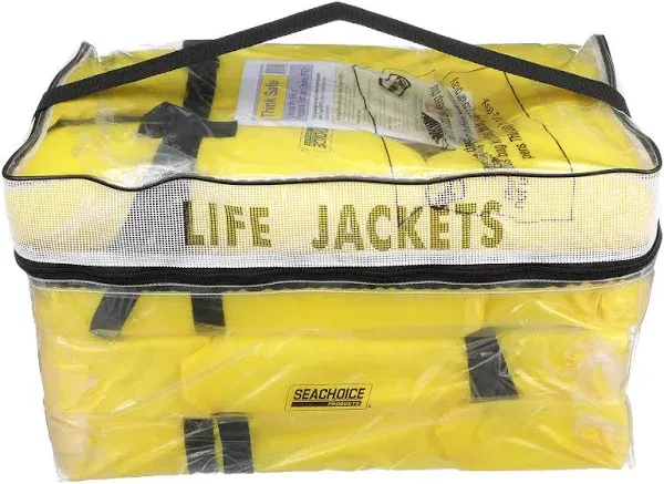 Seachoice Yellow Life Vest 4-Pack with Bag