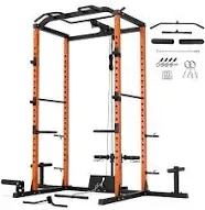 Vanswe Power Cage with LAT Pulldown Attachment 1200-Pound Power Rack Home Gym