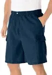 KingSize Men's Big & Tall Knockarounds 8" Full-Elastic Cargo Shorts - 8XL, Navy