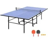 9ft Mid-Size Foldable Portable Ping Pong Table Set