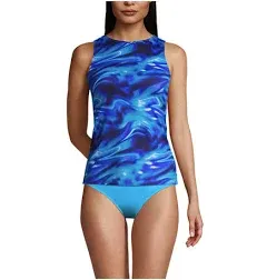 Lands' End Women's DD-Cup Chlorine Resistant High Neck UPF 50 Modest Tankini Swimsuit Top