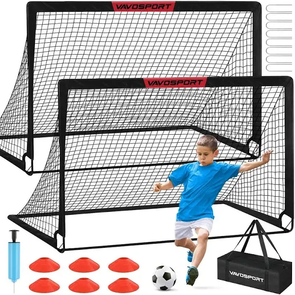 Soccer Goals for Backyard, Soccer Goals Set with Soccer Ball and Ball Pump, 2 Pack 6' x 4' Soccer Goal Training Equipment, Portable Folding Youth Soccer Nets for Youth Toddler