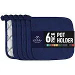 Zulay Kitchen 6-Pack Pot Holders for Kitchen Heat Resistant Cotton - Navy Blue