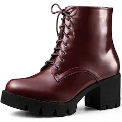 Allegra K Women's Platform Chunky Heel Combat Boots