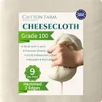 Cotton Farm from Mediterranean Cotton Farm Grade 100 XL Cheese Cloths - Straining & More; 36x36 inch; 100% Unbleached Cotton Cheesecloth; Reusable