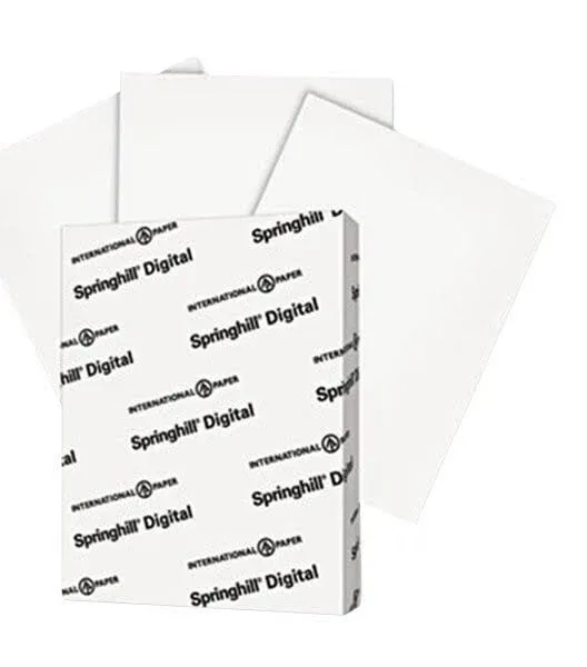 Springhill Digital Index White Card Stock, 92 Bright, 110lb, 8.5 x 11, White, 250/Pack