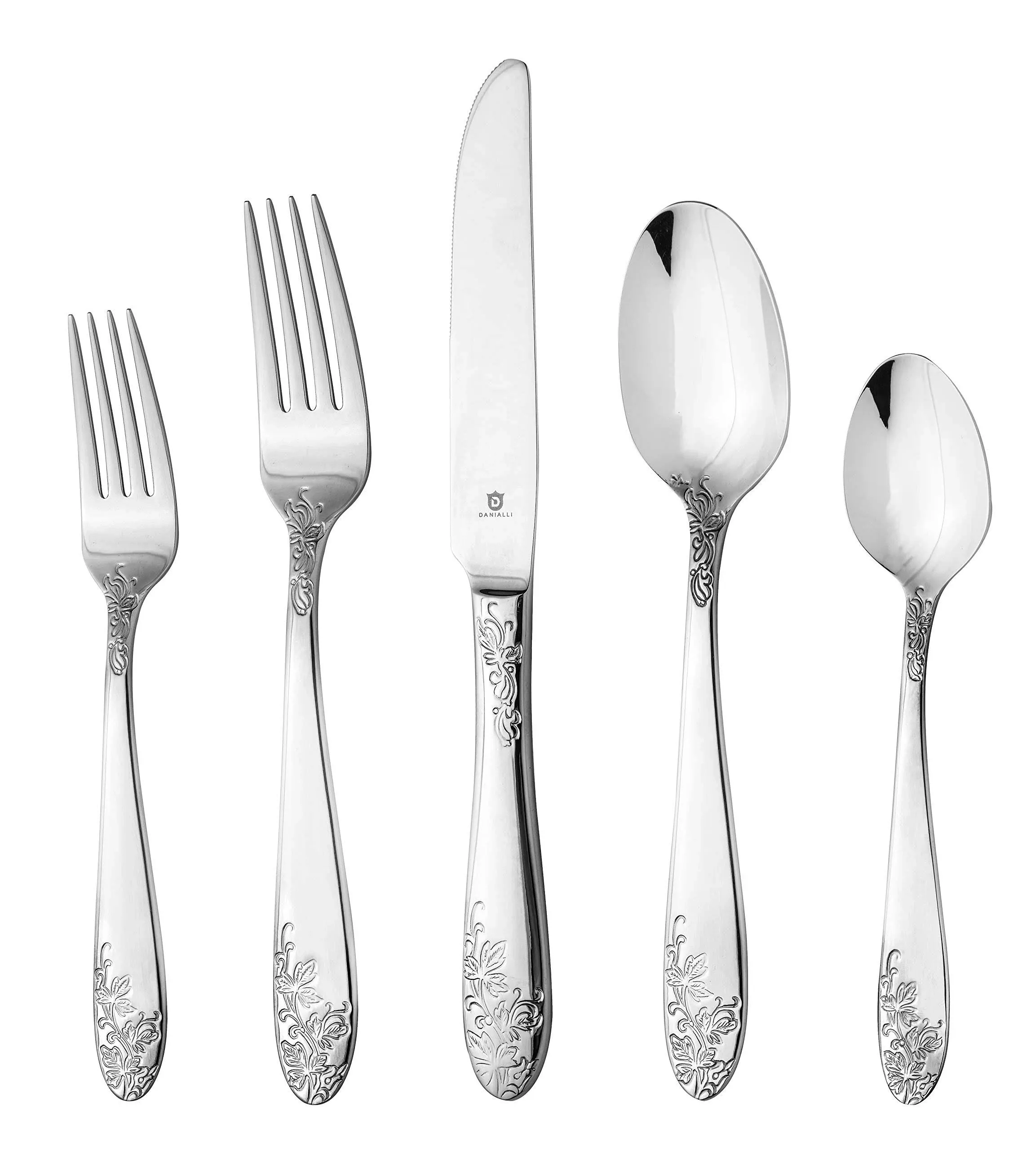 DANIALLI 30 Piece Imperial Silverware Set for 6, 18 10 Stainless Steel Flatware