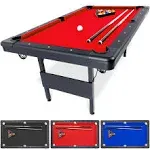 GoSports Mid-Size 6ft x 35ft Billiards Game Table - Foldable Design Includes Full Set of Pool Balls 2 Cue Sticks Chalk and Felt Brush Blue