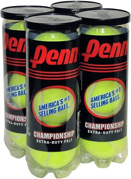 Penn Natural Rubber Championship Extra Duty Tennis Ball Case (12 Cans, 36 Balls), Yellow