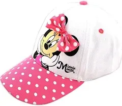 Disney Girls' Minnie Mouse Baseball Cap - 3D Bow Curved Brim Strap Back Hat (4-7)