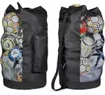 Heavy Duty XL Soccer Mesh Equipment Ball Bag w/Adjustable Shoulder Strap Desi...