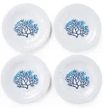 The Lakeside Collection Dinner Plate Set - Melamine Non-Breakable Eatery - Coral Reef - Set of 4 - Turquoise