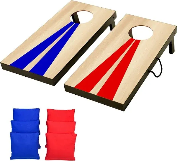 GoSports Portable Size Cornhole Game Set with 6 Bean Bags - Red and Blue