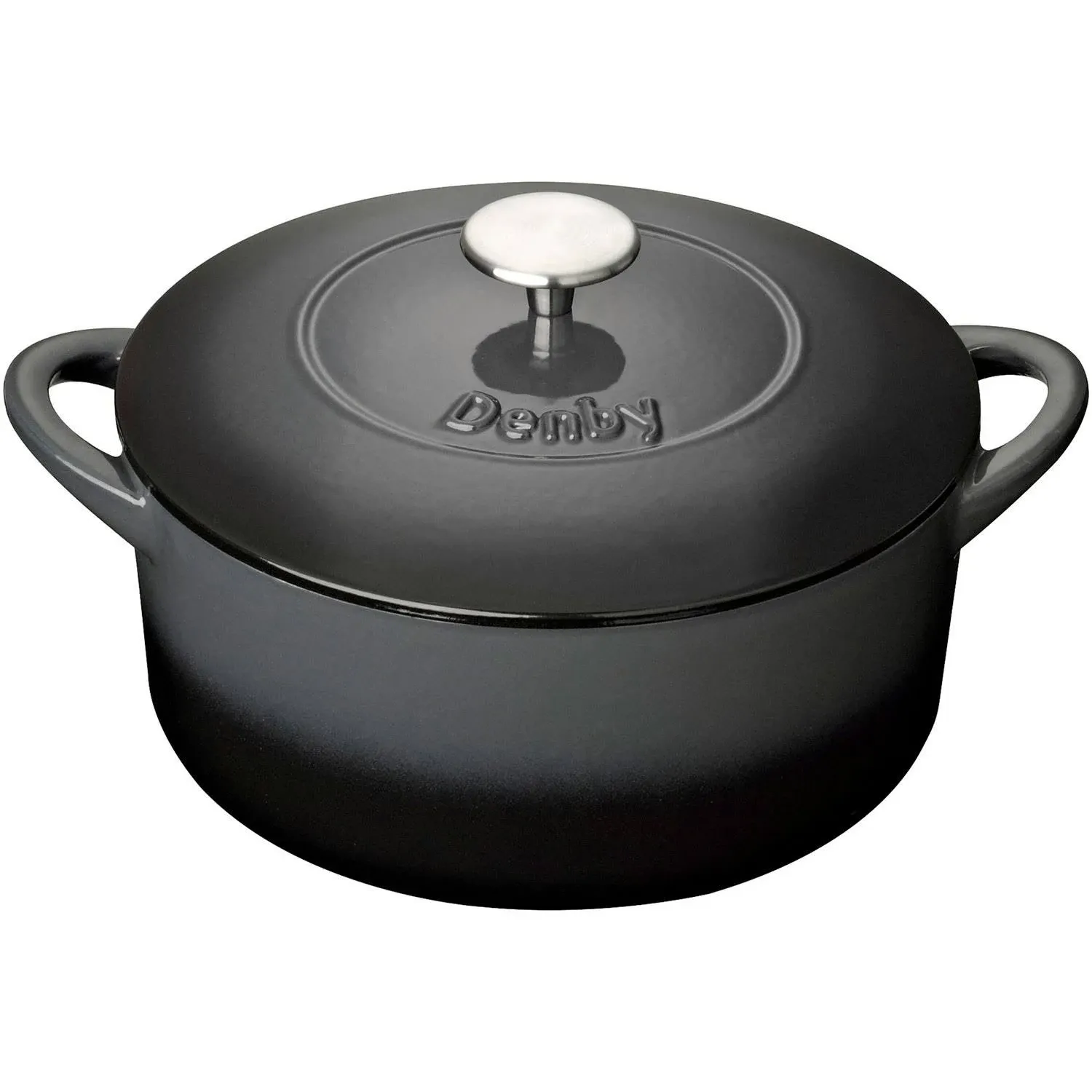 Denby Halo Cast Iron 4L Round Casserole Dish - Black