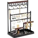 ProCase Jewelry Organizer Stand Necklace Organizer Earring Holder, 6 Tier Jewelry Stand Necklace Holder with 15 Hooks, Jewelry Tower Display Rack Storage Tree for Bracelets Earrings Rings -Grey