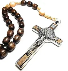 Genuine Made In Italy Blessed by Pope Francis Rosary Necklace Rosary for car rearview mirror rosarios catolicos para hombre Medal Cross Saint Benedict