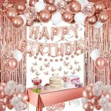 Rose Gold Happy Birthday Party Decorations