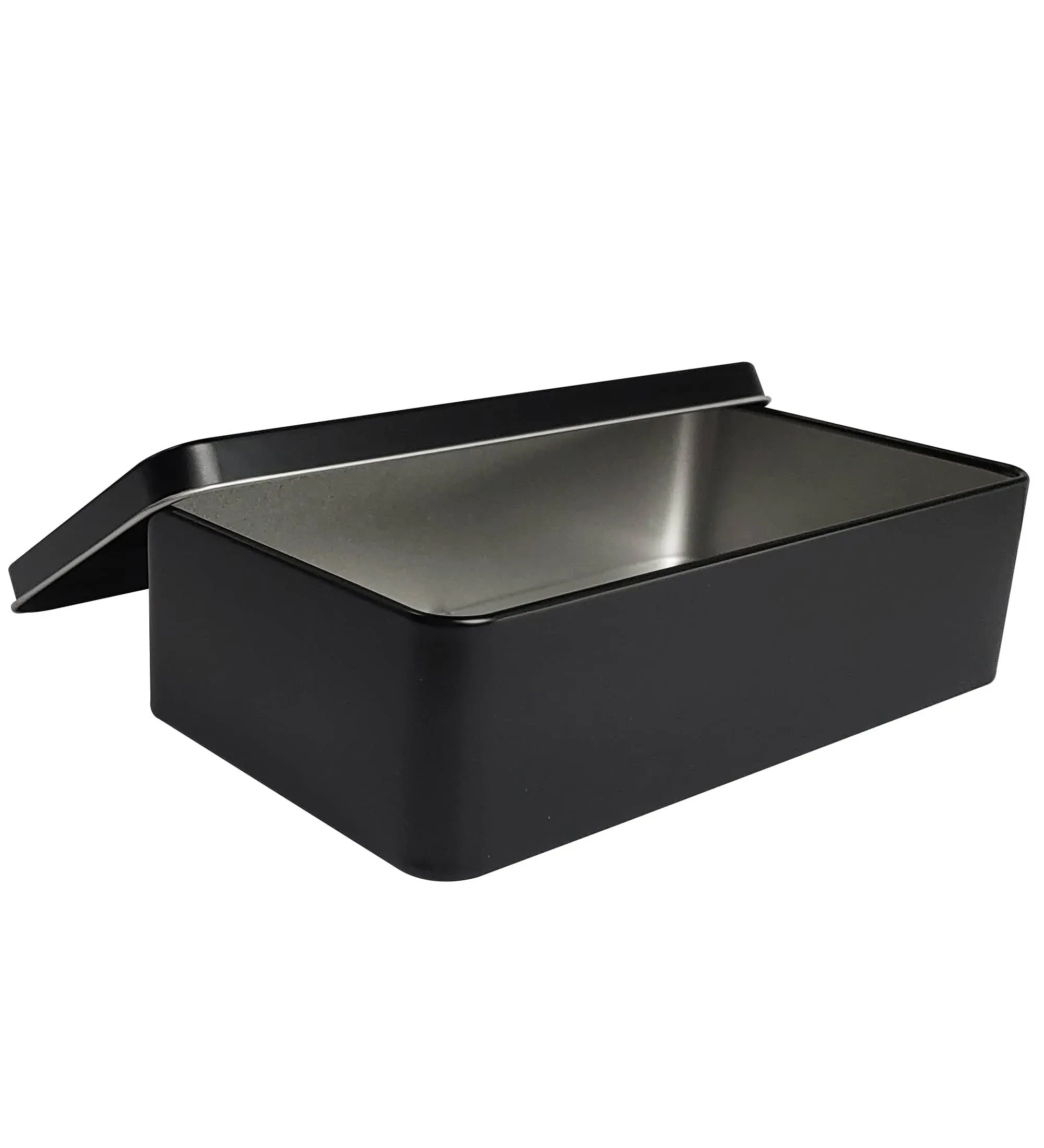 Black Metal Tin Box Lids - Large Containers, Holder for Keeping Car Keys, Cookie, Pencil Case, 8.2 x 4.7 x 2.4 inch