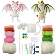 DEUXPER Needle Felting Kits Beginners, DIY Wool Felt Dragon Materials Set for Adults Kids, Needle Felting Craft Project Gift for Women Men