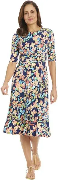 Women's London Times Printed Midi A-Line Dress