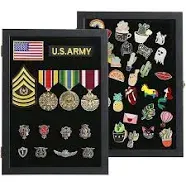 Verani Pin Display Case - 11x14 Pin Collection Display with 98% Uv Protection Acrylic Door for Military Medals, Beach Tags, Jewelry Pins, Pin Gift, Insignia Ribbons, Pin Enthusiast Collectibles, Black