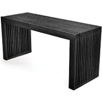 35" Patio Bamboo Dining Bench, Black