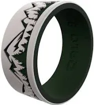 Men's Qalo Rubber Silicone Ring Frost & Forest Ridgeline Strata Silicone Rubber Wedding Band