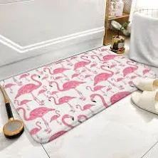 TickPOT Pink Flamingo Bird Bathroom Rug Mat