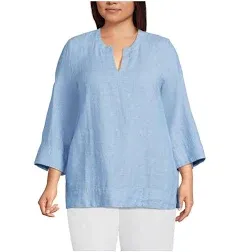 Women's Lands' End Plus Size Linen Split Neck Tunic Top